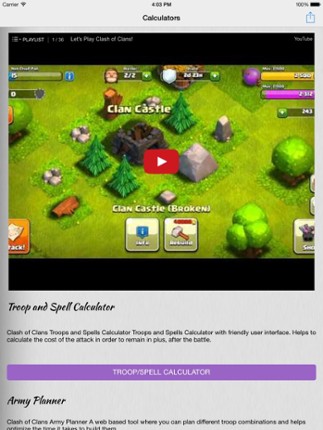 Calculators for Clash Of Clans - Video Guide, Strategies, Tactics and Tricks with Calculators screenshot