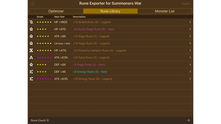 Rune Exporter for Summoners War screenshot