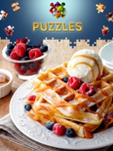 Food Jigsaw Puzzles for Adults. Premium Image