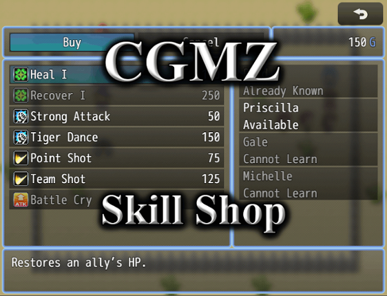 [CGMZ] Skill Shop for RPG Maker MZ Image