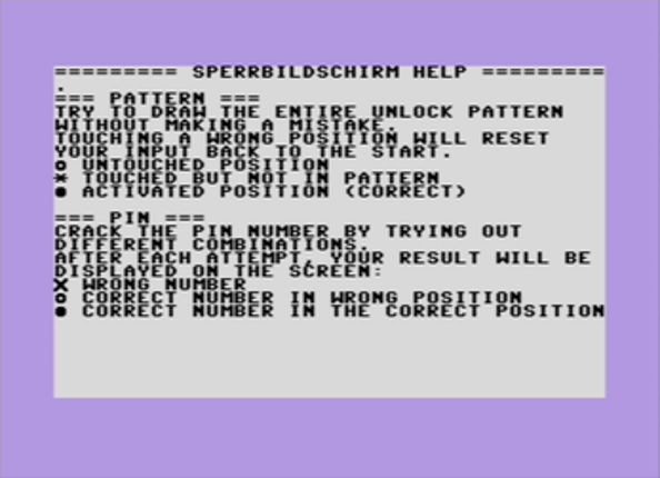 Sperrbildschirm (PET,C64,C128,Plus4) Image