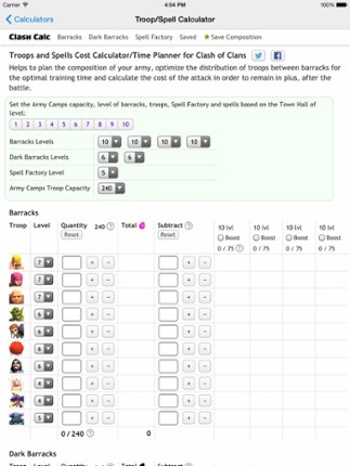 Calculators for Clash Of Clans - Video Guide, Strategies, Tactics and Tricks with Calculators screenshot