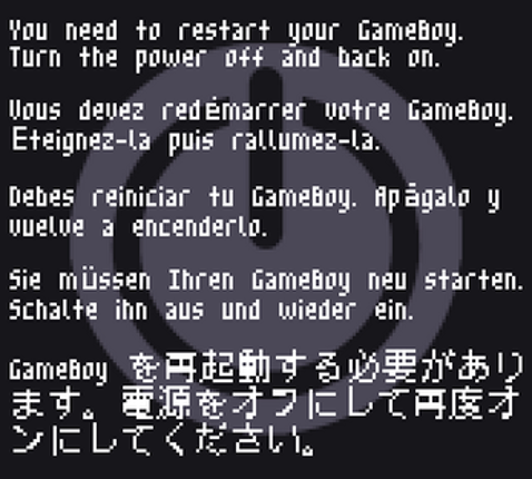 Game Boy Blue Screen of Death (BSOD) screenshot