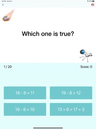First Grade Math Quiz screenshot
