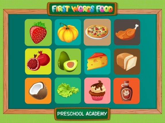 First Words Food - English : Preschool Academy educational game lesson for young children Image