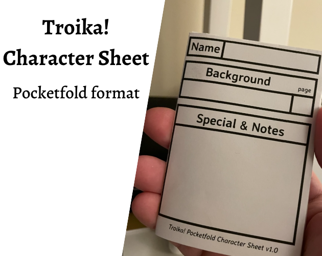 Games like Troika! Pocketfold Character Sheet