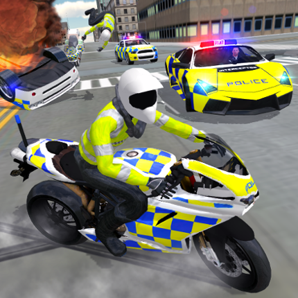Police Car Driving Motorbike Image