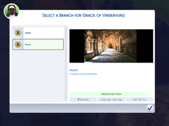 Medieval Nun Career for the Sims 4 screenshot