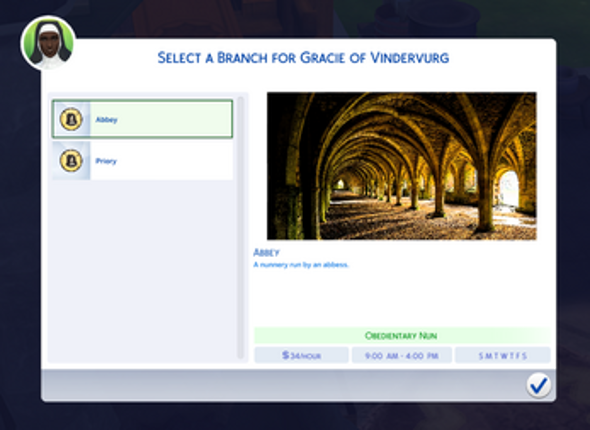Medieval Nun Career for the Sims 4 screenshot