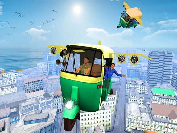 Futuristic Flying tuk tuk rickshaw simulator 3D screenshot