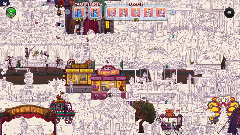 Hidden Cats in Spooky Carnival Image