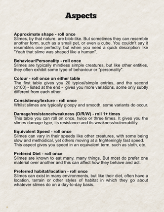 Creature Description Generator Volume #14 - Slimes & Oozes Image