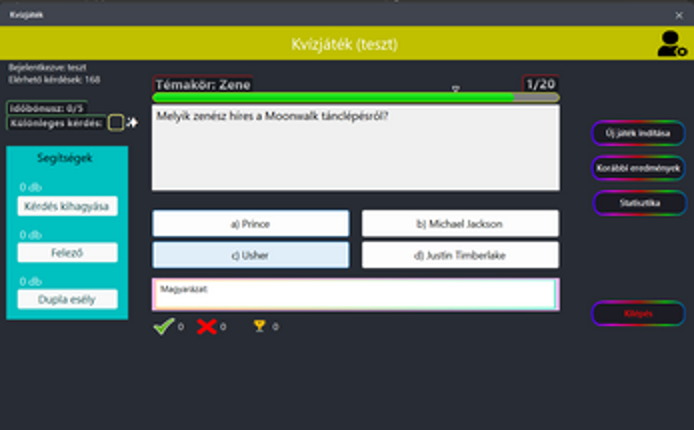 Agypároló kvízjáték screenshot