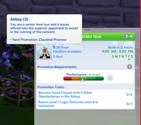 Medieval Nun Career for the Sims 4 screenshot