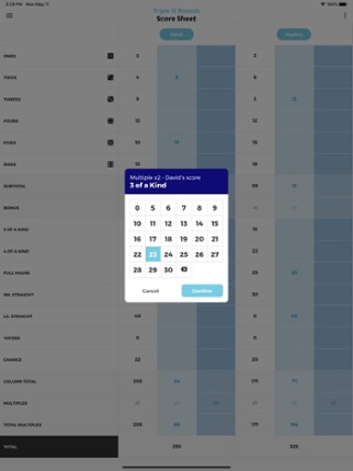 Triple 13 Rounds Score Sheet screenshot