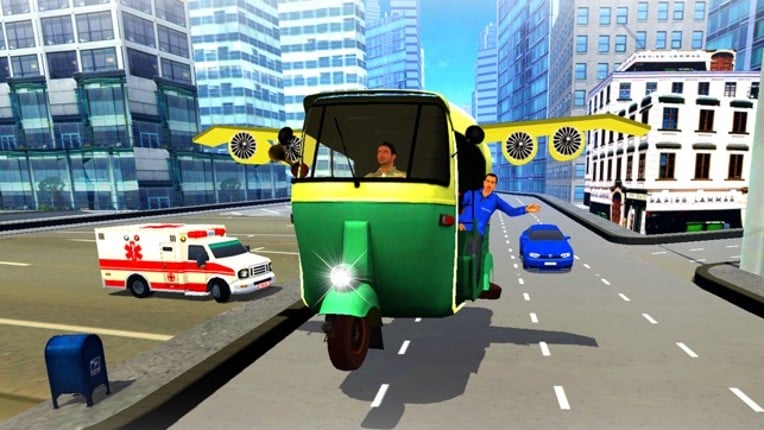 Futuristic Flying tuk tuk rickshaw simulator 3D screenshot