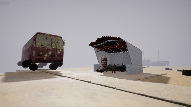 Bus stop in the fog screenshot