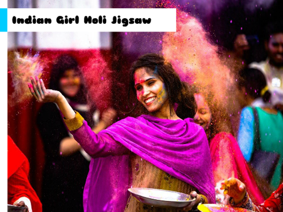 Indian Girl Holi Jigsaw Game Cover