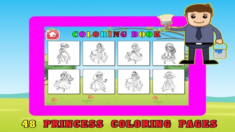 Princess Kids Coloring Book For Girl - 48 Pages Image