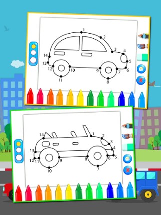 Cars Connect the Dots and Coloring Book free screenshot