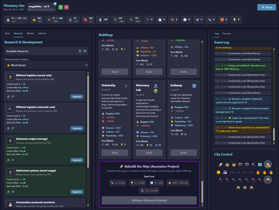 Games like gCity - planetary city survival sim