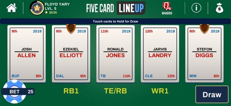 Five Card Lineup Image