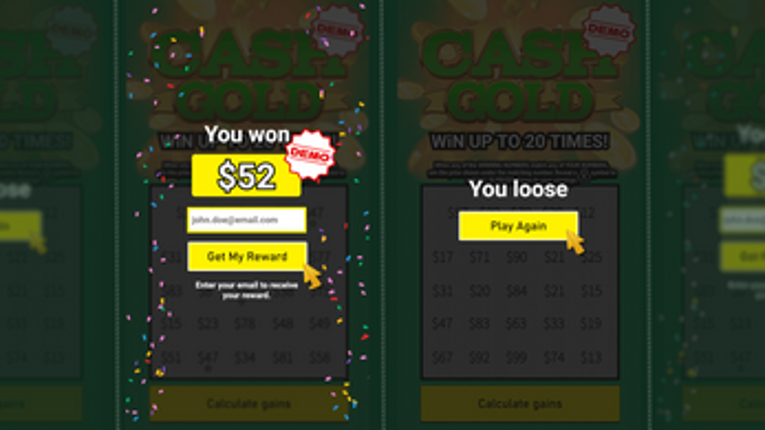 Scratch Lottery Ticket (GDevelop Template) screenshot