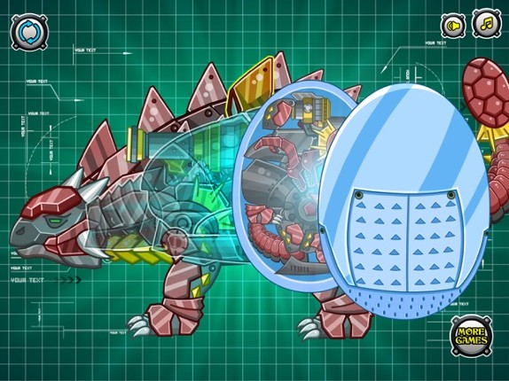 Steel Dino Toy:Mechanic Ankylosaurus-2 player game screenshot