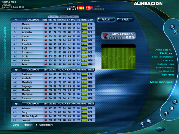 PC Fútbol Selección Española Europa 2000 screenshot