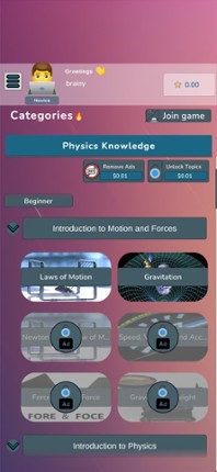 Physics Knowledge Quiz screenshot