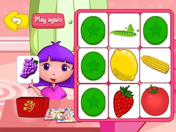 English flashcards bingo game screenshot