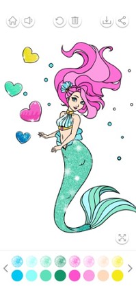 Mermaid Coloring Book Glitter screenshot