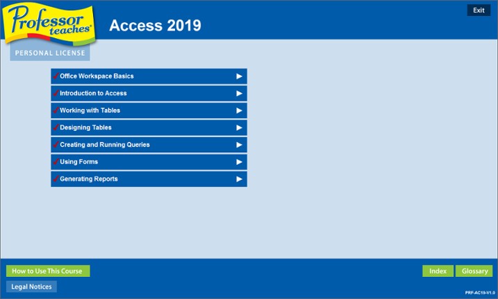 Professor Teaches Access 2019 screenshot