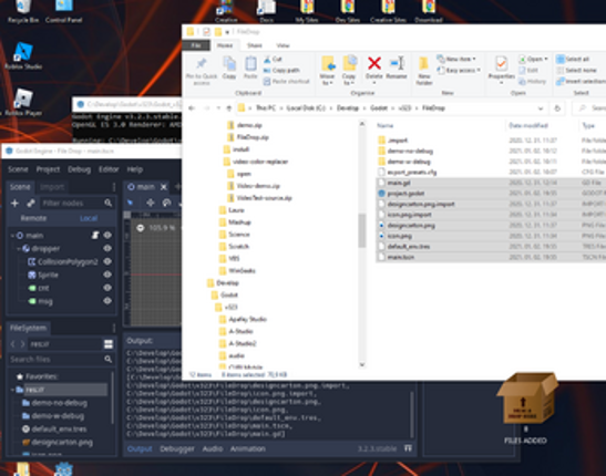 Filedropper to Windows Desktop in GDScript (demo ) - Free exe + tutorial + source code screenshot