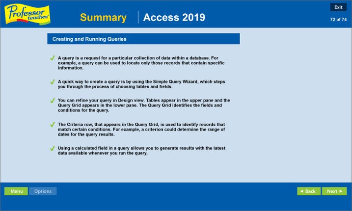 Professor Teaches Access 2019 screenshot