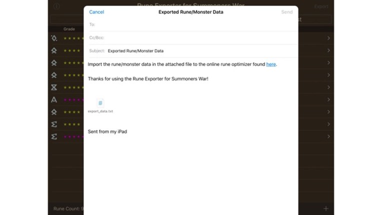 Rune Exporter for Summoners War screenshot