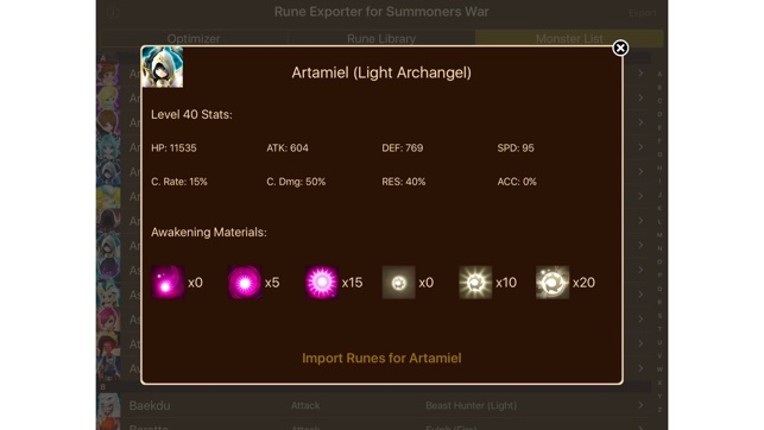 Rune Exporter for Summoners War screenshot