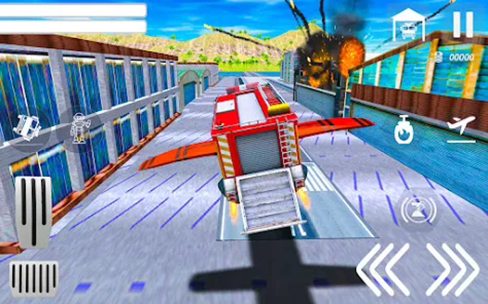 Flying Robot Fire Truck Game screenshot