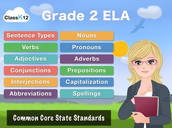 Grade 2 ELA - English Grammar Learning Quiz Game by ClassK12 [Lite] screenshot