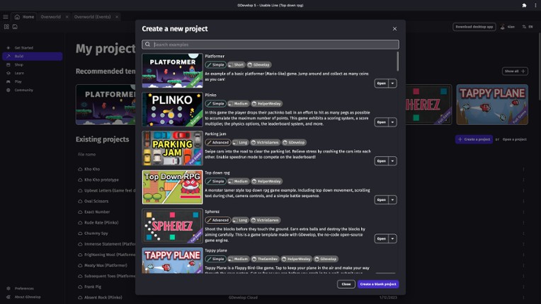 GDevelop screenshot