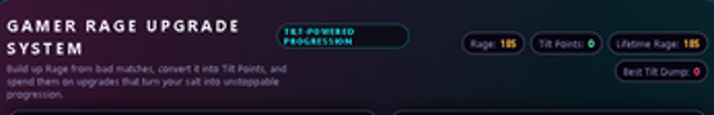 Gamer Rage Upgrade System – Tilt-Powered Progression (HTML5 Template) Image