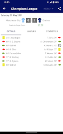 Results for Champions League screenshot