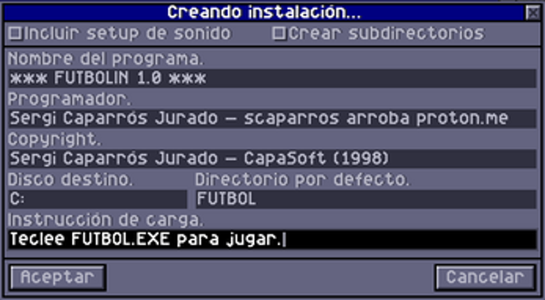 Futbolín [MS-DOS] screenshot