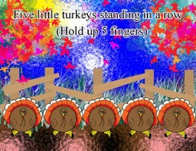 Five Silly Turkeys Standing In A Row Image