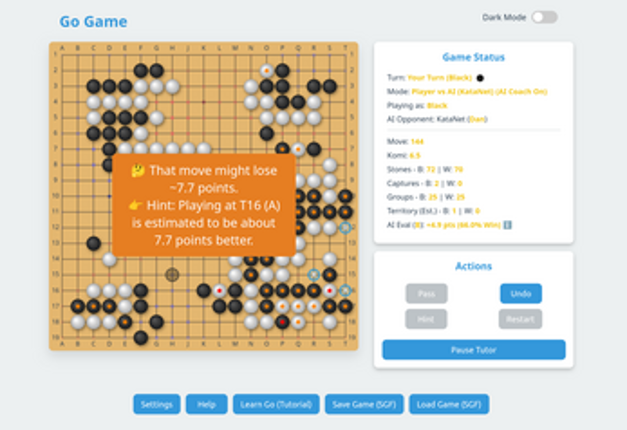 Go Game Online with KataNet AI screenshot