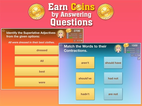 Grade 2 ELA - English Grammar Learning Quiz Game by ClassK12 [Lite] screenshot
