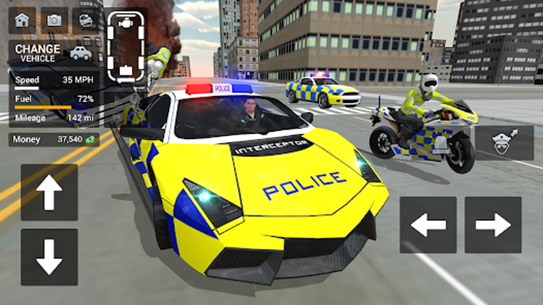 Police Car Driving Motorbike Image