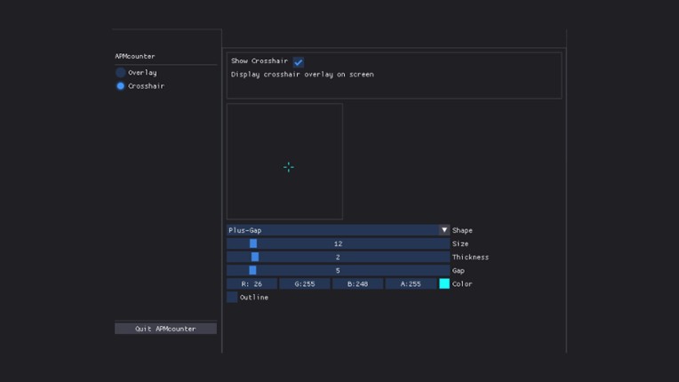 APMcounter - Crosshair & Input overlay screenshot