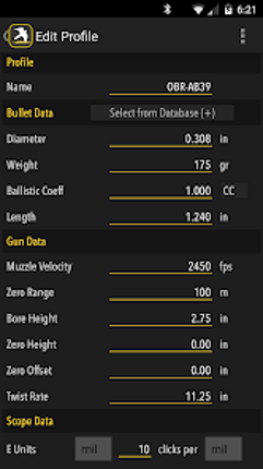 Kestrel LiNK® Ballistics screenshot