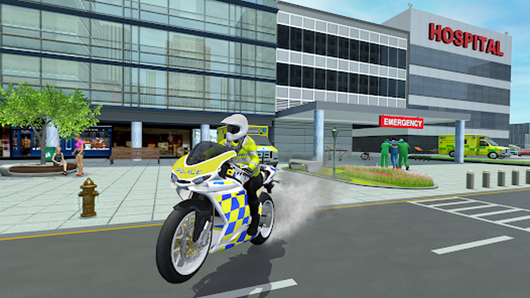 Police Car Driving Motorbike Image